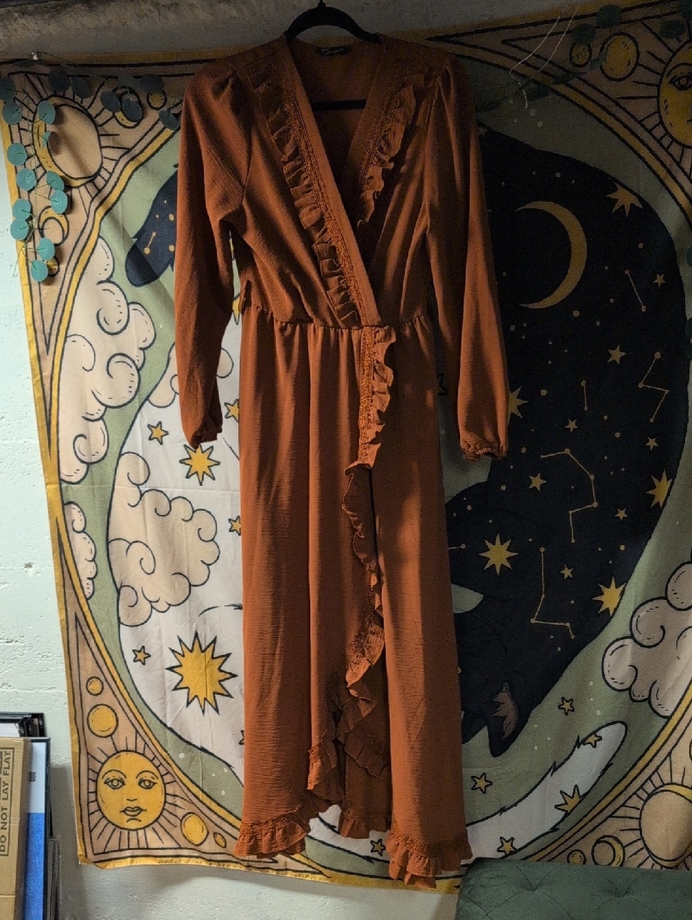 Simplee Apparel Rust Orange Ruffle Maxi Dress